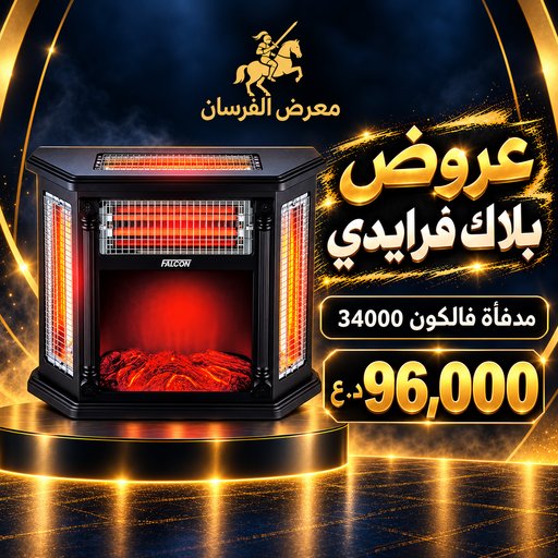 مدفأة فالكون كهربائية منظر فحم 34000 Falcon FC-34000 Electric Fireplace Heater - Black