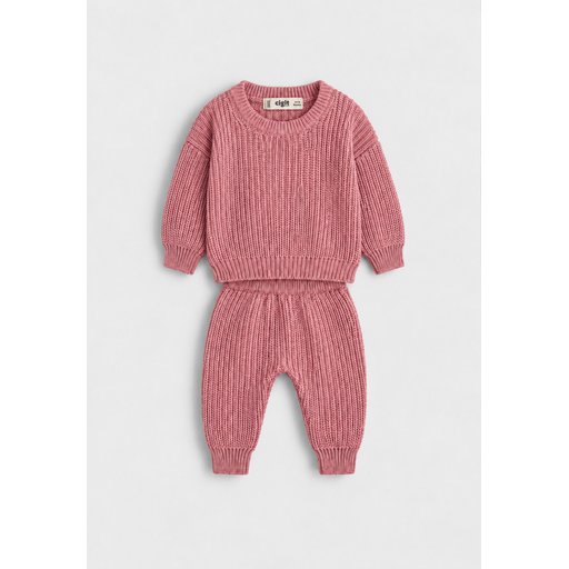 طقم تريكو سيلانيك للأطفال 1-5 سنوات - وردي بودرة Selanik Knitwear Set for Kids 1-5 Years - Powder Pink