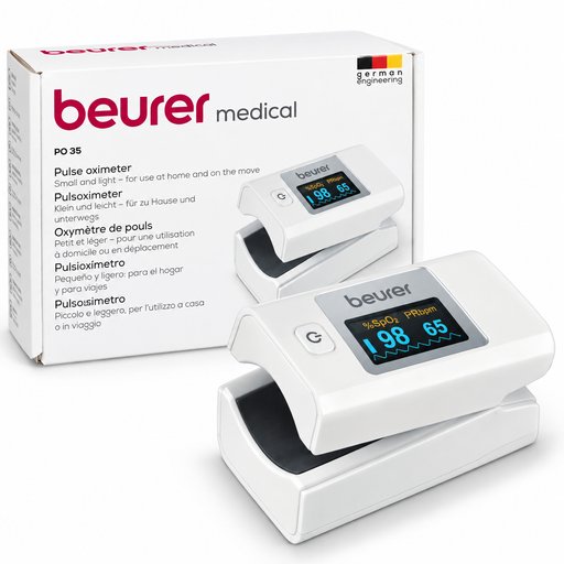 جهاز بيورير لقياس نسبة الأوكسجين بالدم والنبض من الإصبع – PO35 Beurer PO 35 Pulse Oximeter – Oxygen Saturation & Heart Rate Monitor