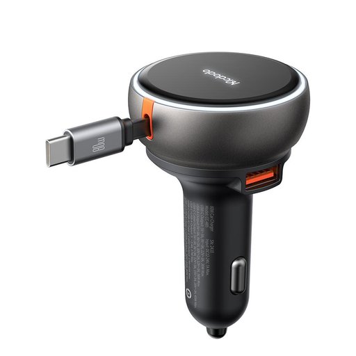 7149. شاحن سيارة MC 80 واط مدمج 80 سم كابل قابل للسحب أسود 7149. MC 80W Car Charger Built-in 80cm Retractable Cable black