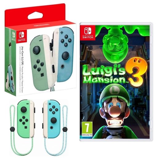 باندل نينتندو سويتش جوي كون باستيل أخضر وأزرق مع لعبة لويجيز مانشن 3 Nintendo Switch Joy-Con (Pastel Green / Pastel Blue) & Luigi's Mansion 3 Bundle