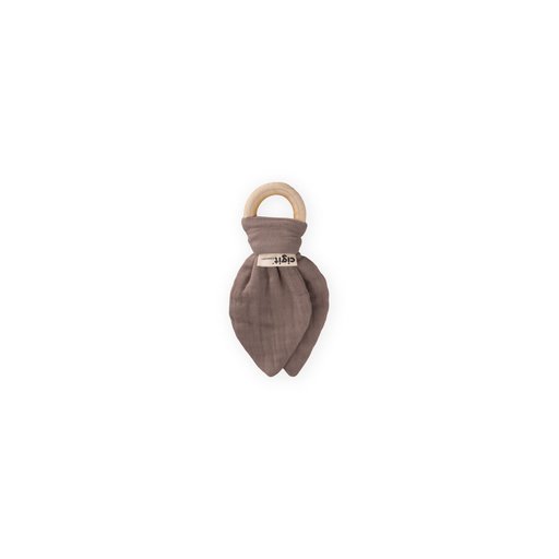 عضاضة أسنان TOPRAK قماش الموسلين والخشب الطبيعي TOPRAK Muslin Fabric and Natural Wood Teether
