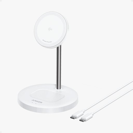 انكر - شاحن لاسكلي مغناطيسي مكتبي مزود بتقنية Qi2 بقوة شحن 15 واط - ابيض Anker MagGo Wireless Charger Single Stand 15W Qi2 White