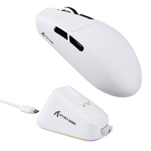 فأرة ألعاب لاسلكية احترافية أتاك شارك جي 3 برو - Attack Shark G3 Pro White Attack Shark G3 Pro Wireless Gaming Mouse – White