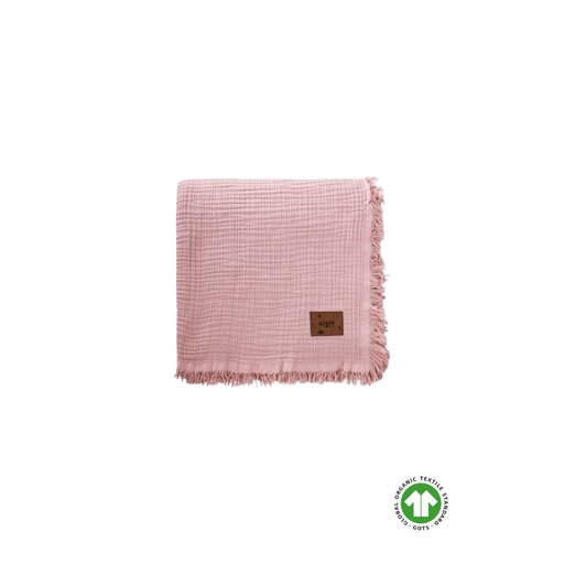 غطاء سرير موسلين عضوي رباعي الطبقات 200x220 سم - وردي بودرة Organic Muslin Four-Layer Bedspread 200x220 Cm - Powder Pink
