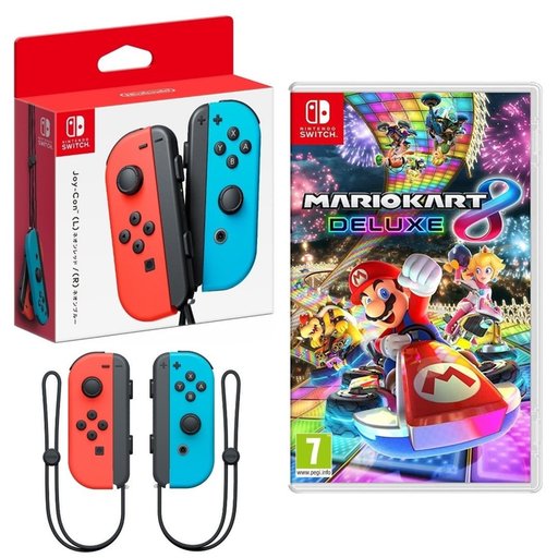 باندل نينتندو سويتش جوي كون نيون أحمر وأزرق مع لعبة ماريو كارت 8 ديلوكس Nintendo Switch Joy-Con (Neon Red / Neon Blue) & Mario Kart 8 Deluxe Bundle