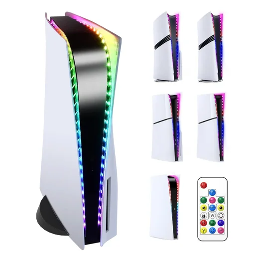طقم إضاءة LED حلقية RGB مخصص لجهاز بلايستيشن 5 مع ريموت تحكم وتطبيق Custom RGB LED Ring Light Strip Kit for PlayStation 5 Console with Remote & App Control