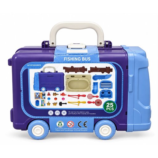 حقيبة حافلة الصيد التفاعلية للأطفال (25 قطعة) Fishing Bus Toy Set (25 PCS)