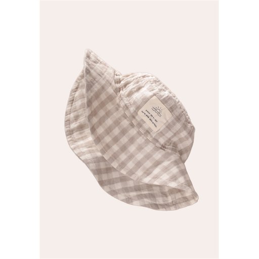 قبعة فيدورا من الموسلين العضوي للأطفال 2-8 سنوات - بيج منقوش Organic Muslin Fedora Hat for Kids 2-8 Years - Vizon Plaid