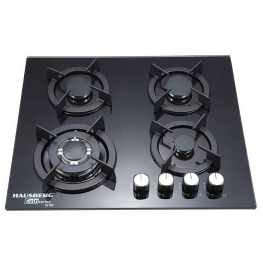 طباخ غاز مدمج هاوسبيرغ Hausberg 4 شعلات – أسود Hausberg HB-560NG Built-In Gas Hob - 4 Burners - Black
