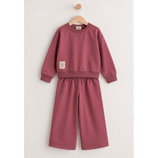 طقم سويت شيرت للأطفال 8-12 سنة - وردي عتيق Kids' Sweatshirt Set 8-12 Years - Antique Pink