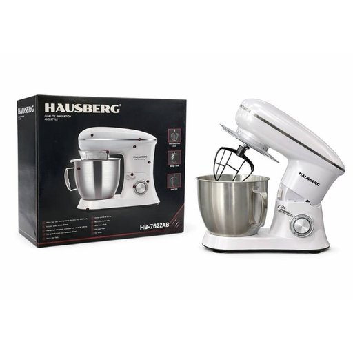 خلاط ستاند هاوسبيرج Hausberg بسعة 6.5L – أبيض Hausberg HB-7622AB Stand Mixer - 6.5L - White