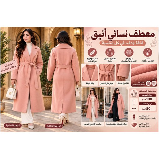 معطف نسائي طويل B01 B01 Women's Long Coat