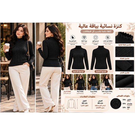 معطف نسائي أنيق بياقة عالية Women's High-Neck Coat 914135