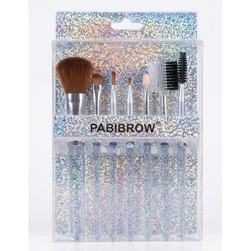 مجموعة فرش مكياج وحواجب متكاملة بابي برو PABIBROW (7 قطع برّاقة) PABIBROW Glitter Makeup & Eyebrow Brush Set (7 Pieces)