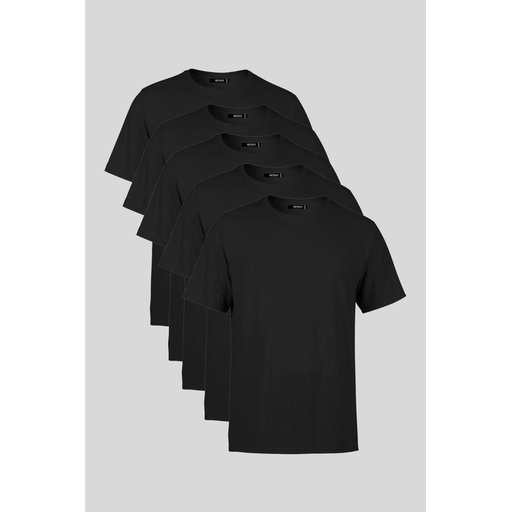 تي شيرت رجالي 100% قطن بقصة عادية وياقة دائرية - عبوة 5 قطع Men's 100% Cotton Regular Fit Crew Neck T-Shirt - 5 Pack