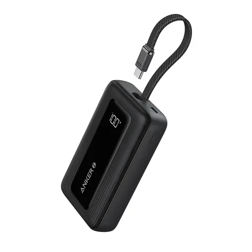 انكر - شاحن طوارئ Zolo مزود بكيبل نوع سي مدمج بقدرة 10000 مللي امبير وبقوة شحن 30 واط - اسود Anker Power Bank 10K 30W Built-In USB-C Cable Black