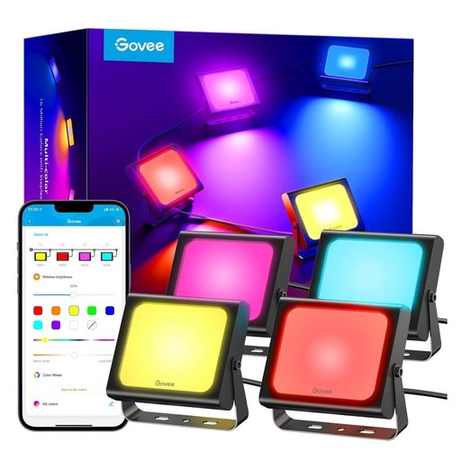 كشافات إضاءة خارجية ذكية جوفي RGBIC (طقم 4 قطع) Govee RGBIC Smart Outdoor Flood Lights (4 Pack)