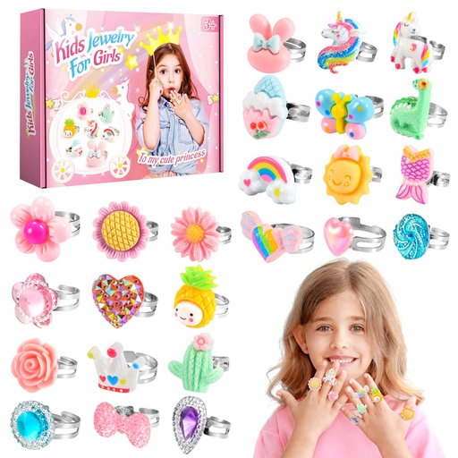 ‎مجموعة خواتم أطفال قابلة للتعديل 24 قطعة Set of 24 adjustable rings for children