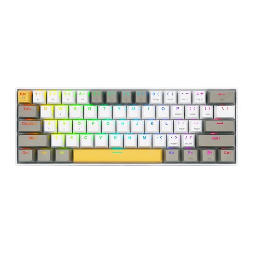 كيبورد ألعاب ميكانيكي ريدراجون K530RGB-PRO دراكونيك | أصفر/أبيض/رمادي، لاسلكي 3 مودات، مفاتيح Hot-swap، إضاءة RGB Redragon K530RGB-PRO Draconic Wireless Mechanical Gaming Keyboard | Yellow/White/Gray, 60% Compact, Hot-Swap, RGB, Bluetooth