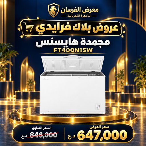 مجمدة هايسنس FT400N1SW – أفقية بغطاء علوي – أبيض Hisense FT400N1SW Chest Freezer - White