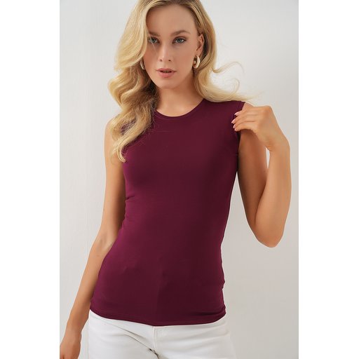 بودي نسائي بدون أكمام 4347 - لون خمري Women's Sleeveless Bodysuit 4347 - Burgundy