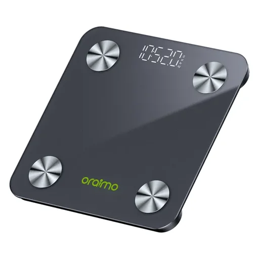 ميزان Oraimo FitScale الذكي لقياس الوزن ونسبة الدهون في الجسم بشاشة LED – أسود oraimo FitScale Smart LED Body Fat Scale - Black