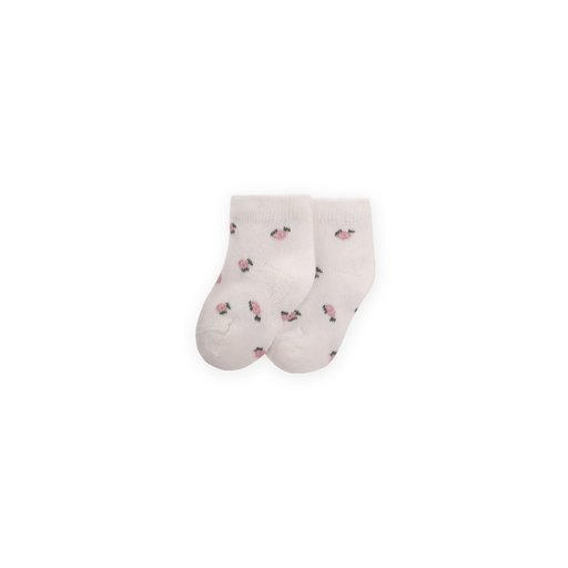 جوارب أطفال قصيرة بنقشة زهور، لون إيكرو (0-4 سنوات) Baby Floral Ankle Socks, Ecru (0-4 Years)
