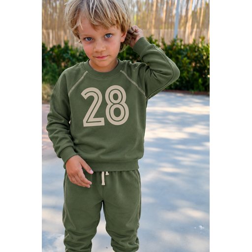 طقم سويت شيرت بطبعة Karyoka مبطن للأطفال 2-10 سنوات - أخضر زيتي Kids' Printed Karyoka Detail Lined Sweatshirt Set 2-10 Years - Olive Green