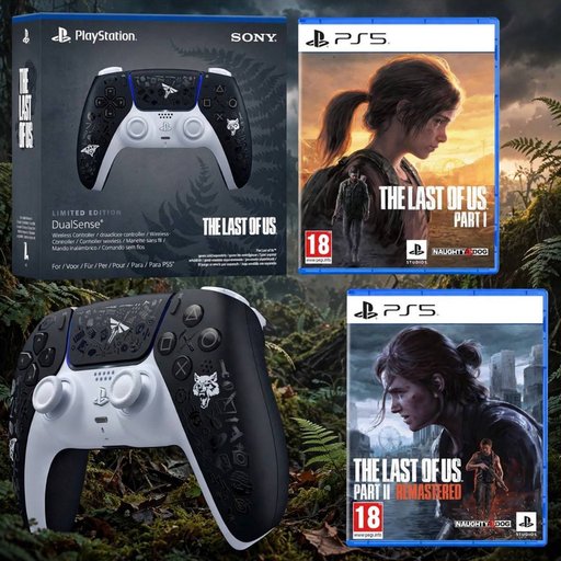 باندل يدة تحكم بلايستيشن 5 دوال سينس إصدار ذا لاست أوف أس المحدود مع الجزأين The Last of Us Part I & Part II Remastered PlayStation 5 DualSense Wireless Controller The Last of Us Limited Edition & The Last of Us Part I & II Remastered Bundle