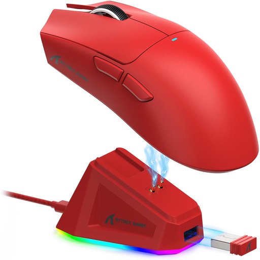 ماوس ألعاب أتاك شارك X11 لاسلكي ثلاثي الاتصال مع قاعدة شحن مغناطيسية وإضاءة RGB ATTACK SHARK X11 Tri-Mode Wireless Gaming Mouse with Magnetic Charging Dock
