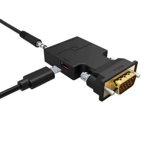 محول VCOM من VGA إلى HDMI بدقة 1080P مع صوت وطلاء ذهبي VCOM VGA Male to HDMI Female Adapter 1080P with Audio and Micro USB