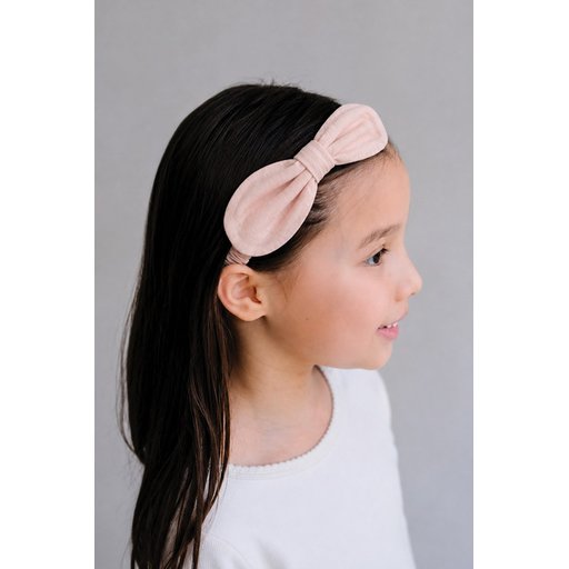 باندانا موسلين مطاطية بفيونكة - وردي بودرة Muslin Elastic Bow Headband - Powder Pink