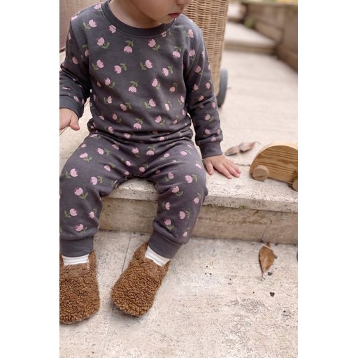 طقم بيجامة أطفال بنمط رمادي دخاني 2-8 سنوات Kids' Patterned Pajama Set 2-8 Years - Smoky Gray