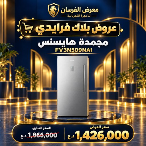 مجمدة هايسنس FV3N509NAI – عمودية بباب واحد – إينوكس Hisense FV3N509NAI Upright Freezer - Inox