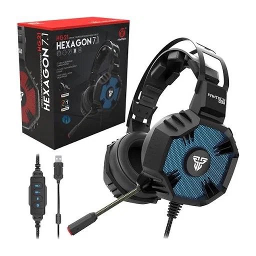 سماعة ألعاب فانتيك Hexagon HG21 بصوت محيطي افتراضي 7.1 وإضاءة RGB عبر USB Fantech Hexagon HG21 7.1 Surround Sound USB Gaming Headset