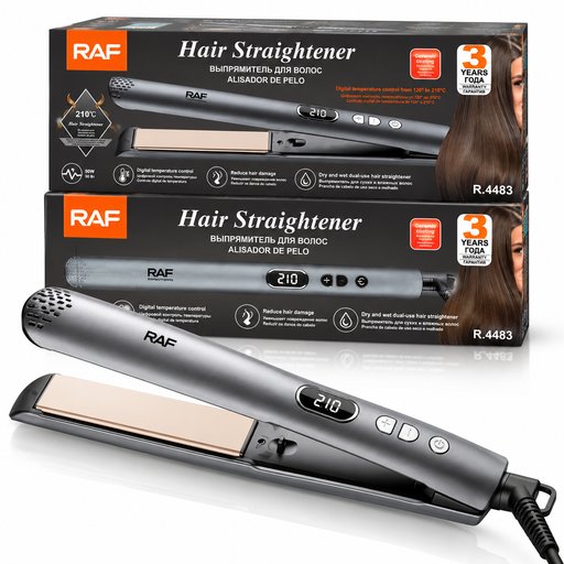 مكواة فرد وتمليس الشعر راف RAF بشاشة رقمية موديل R.4483 RAF Hair Straightener with Digital Temperature Control R.4483