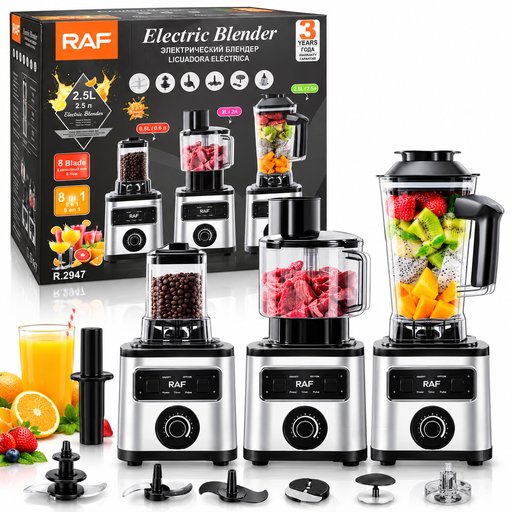خلاط كهربائي متعدد الوظائف 8 في 1 راف RAF موديل R.2947 سعة 2.5 لتر RAF 8-in-1 Electric Blender 2.5L – Model R.2947