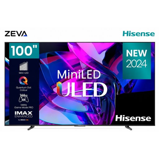 شاشة هايسنس 100 إنش Mini-LED ULED 4K ذكية مع معدل تحديث 144Hz وتقنية Dolby Vision Hisense 100-Inch Mini-LED ULED 4K Smart TV with 144Hz Refresh Rate and Dolby Vision