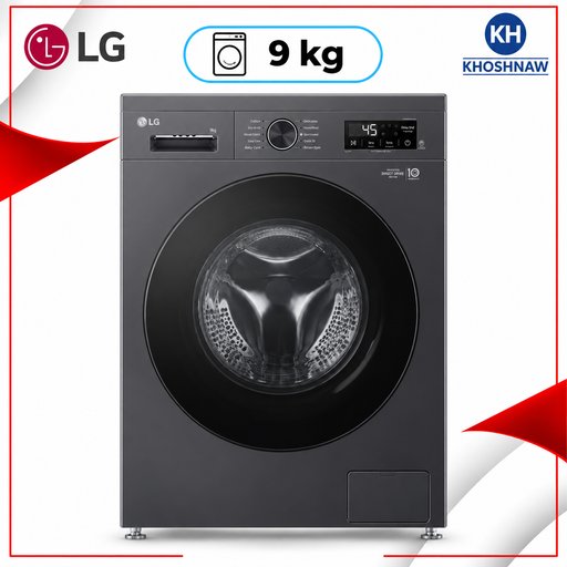 غسالة إل جي تحميل أمامي بسعة 9 كغم مع تقنيتي AI DD™ وSteam™ LG 9kg Front-Load Washing Machine with AI DD™ & Steam™