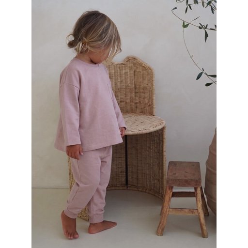 طقم سويت شيرت موسمي للأطفال 2-7 سنوات - وردي بودرة Seasonal Sweatshirt Set for Kids 2-7 Years - Powder Pink