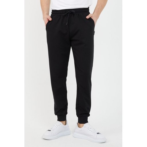 بنطلون رياضي رجالي بقصة مريحة بجيوب - أسود Men's Standard Fit Pocketed Sweatpants - Black