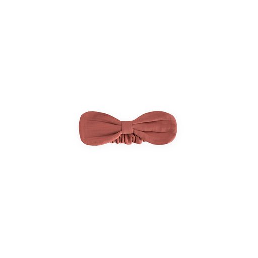 باندانا موسلين بفيونكة ورباط مطاطي - لون قرميدي Muslin Bow Headband with Elastic - Terracotta