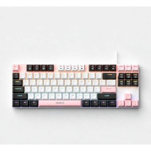 كيبورد iMice GK-300 باللون الابيض والاسود والوردي iMice GK-300 Wired Mechanical Keyboard (White Black Pink)