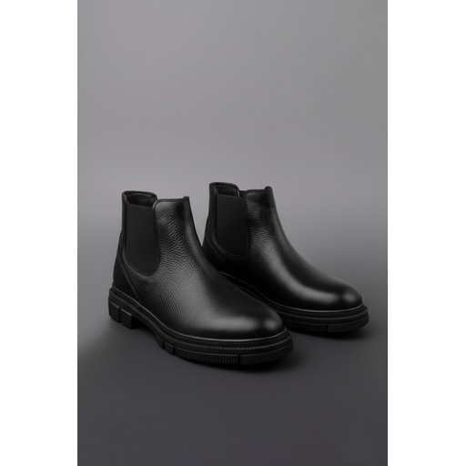 حذاء تشيلسي رجالي Muggo HARD شتوي جلد طبيعي بنعل سميك - أسود Muggo HARD Men's Genuine Leather Thick Sole Winter Chelsea Boots - Black