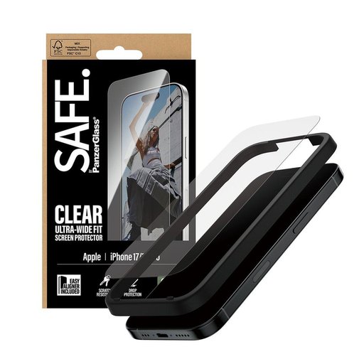 لاصق شاشة شفاف – تغطية واسعة للشاشة للاي فون 17 Clear Glass - Ultra Wide Fit