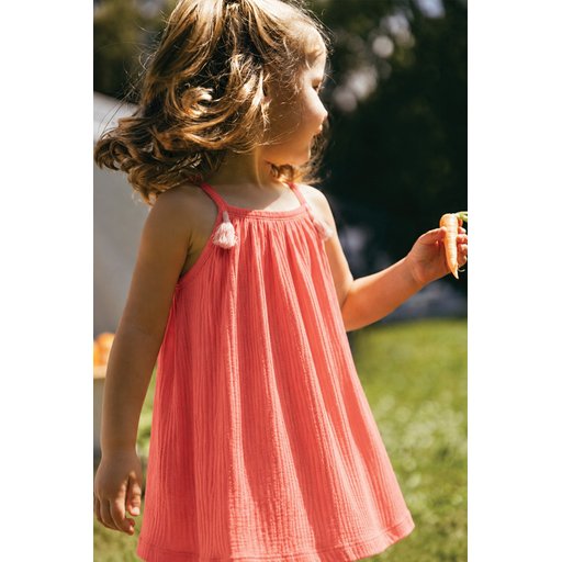فستان بناتي بحمالات - مرجاني (1-7 سنوات) Girls' Strappy Dress - Coral (1-7 Years)