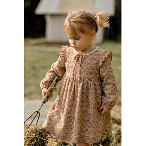 فستان أطفال موسمي بنقوش - بيج (1-7 سنوات) Patterned Seasonal Kids' Dress - Beige (1-7 Years)