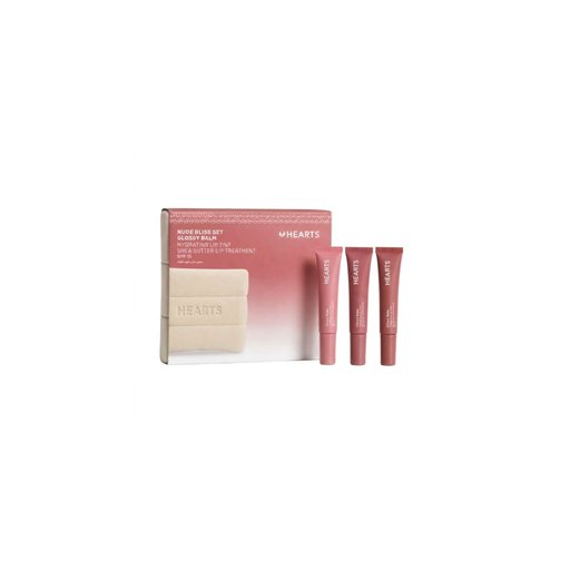 هارتس بگج تنت لامع ملون ومرطب للشفاه HEARTS NUDE BLISS SET GLOSSY BALM HYDRATING LIP TINT SHEA BUTTER LIP TREATMENT SPF 15 - 02