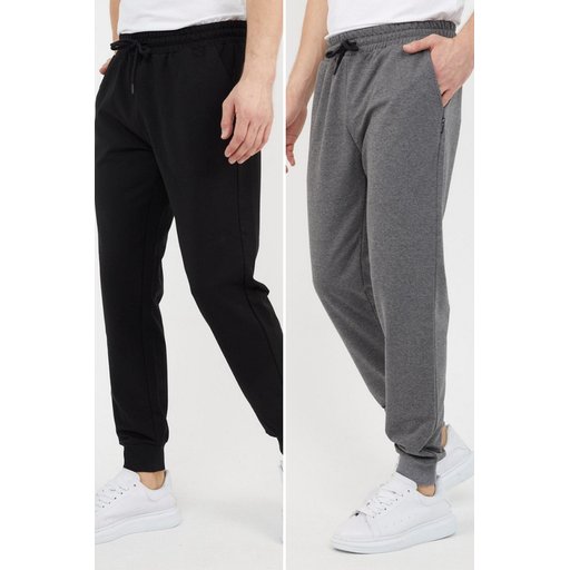Men's Black-Anthracite Sweatpants with Pockets, Standard Fit, Comfortable
